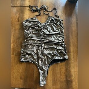 NWOT 12th Tribe Metallic Silver Bodysuit